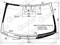 Стекло лобовое с обогревом щеток с датчиком дождя в клей KIA CADENZA K7 4D 10-