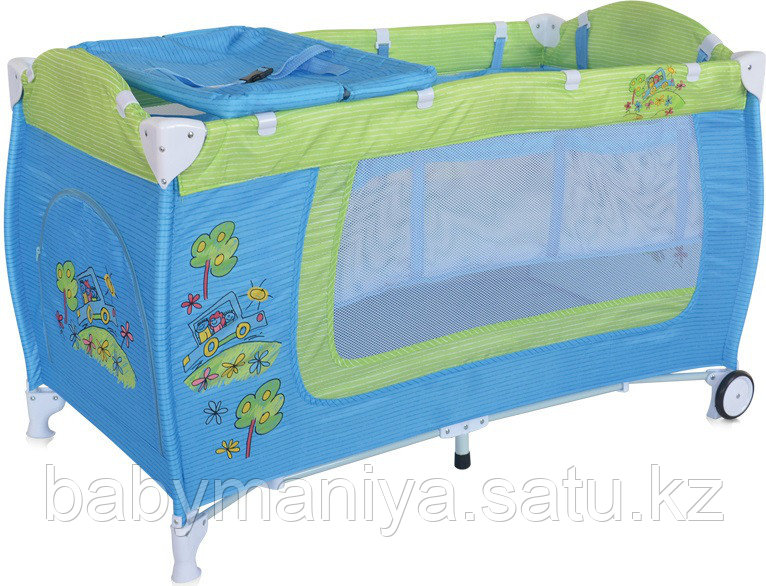 Кровать-манеж Lorelli Danny 2 Сине-зеленый / Blue&Green CAR 1714
