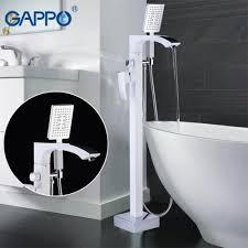 Смеситель для ванны напольный GAPPO белый-хром
