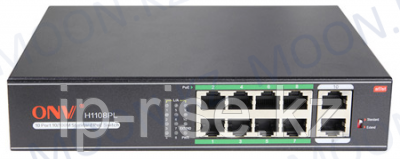 Коммутатор PoE 8-портовый ONV-H1108PL long distance  8 портов 10/100Mbps PoE802.3at, +2 Uplink порт
