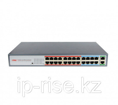 Коммутатор PoE 24-портовый ONV-POE31024PL 24 порта 10/100Mbps PoE 802.3af/at, 2 RJ45 100/1000Mbps, 17-24 порт 10М/ 250 m. Long Distance Mode, бюджет