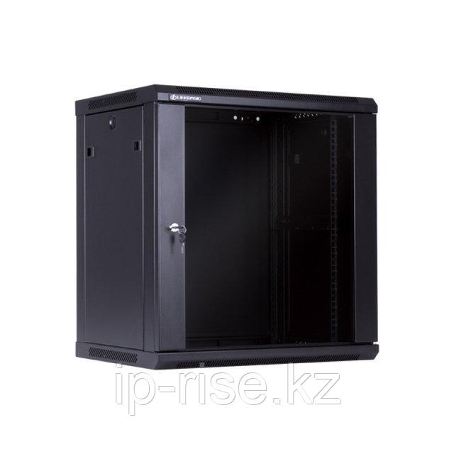 LINKBASIC ШКАФ НАСТЕННЫЙ 12U, 600*450*635, ЦВЕТ ЧЁРНЫЙ, ПЕРЕДНЯЯ ДВЕРЬ СТЕКЛЯННАЯ (ТОНИРОВАННАЯ)