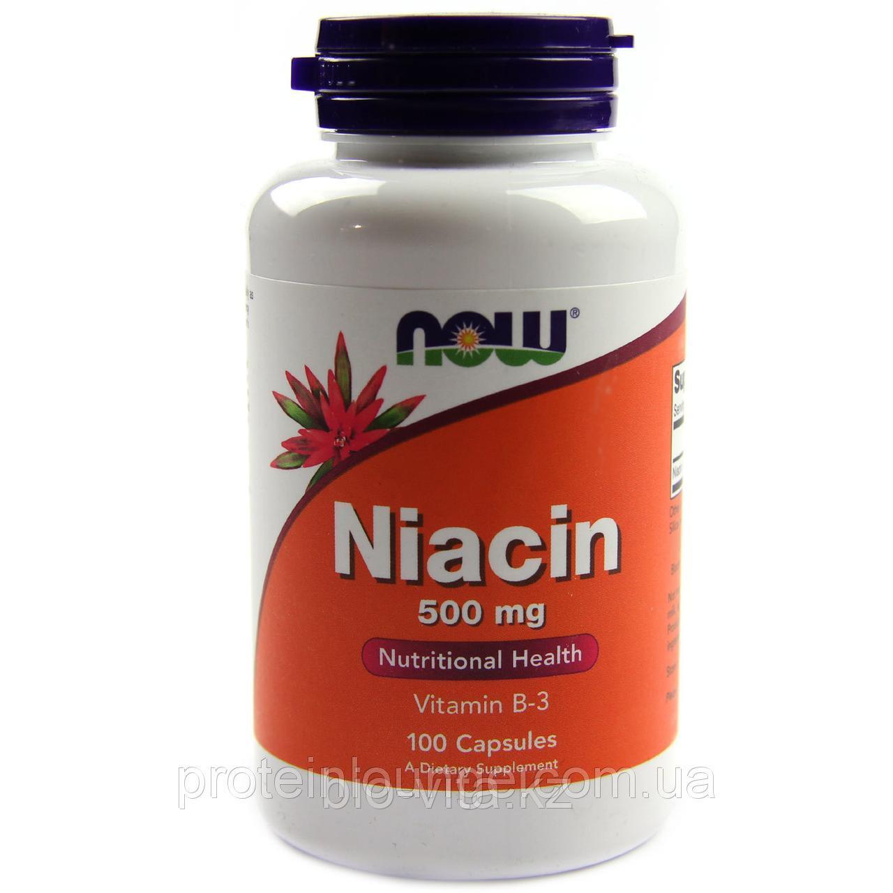 Now Foods, Ниацин, 500 мг, 100 капсул.