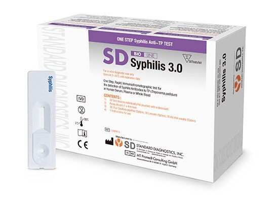 Экспресс-тест SD BIOLINE Syphilis 3.0  для качественного определения всех изотипов (  IgG, IgM, IgA) к Treponema pallidum (TP) №30
