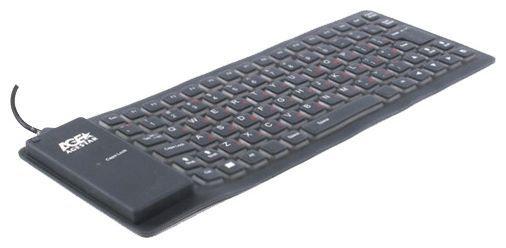 Клавиатура AgeStar HSK810FA EL, Multimedia, Black-Gray, Синяя люминесцентная подсветка клавиш, USB+PS/2, резин