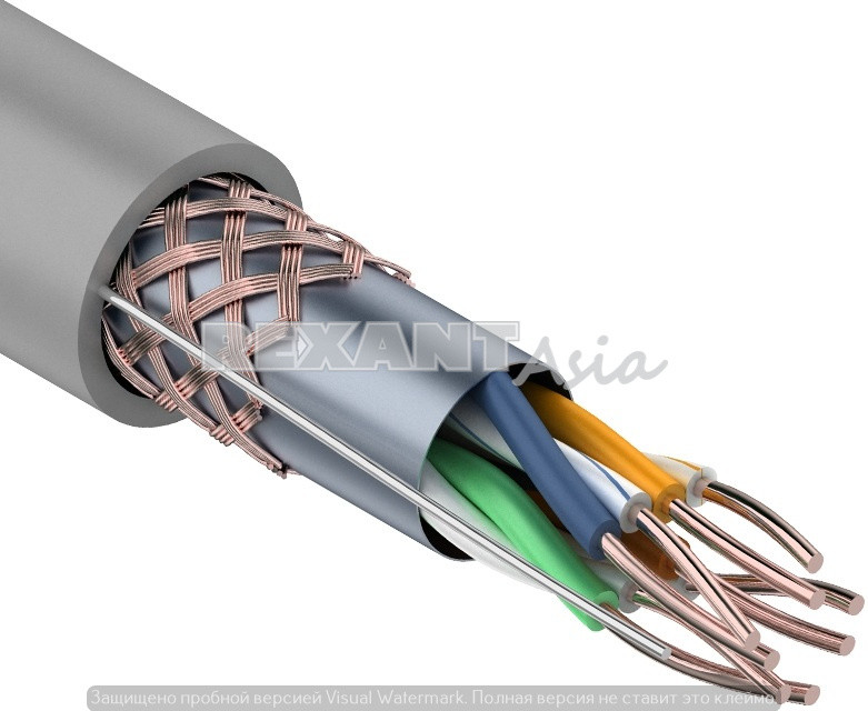 Кабель витая пара REXANT SFTP 4PR 24AWG, CAT5e, бухта 305 м ( 01-0342 )