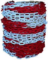 Цепь пластиковая красно белая 8 мм 25м