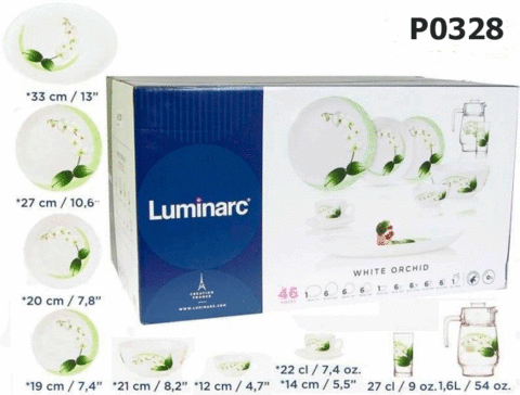 Столовый сервиз Luminarc White Orchid (46 предметов)