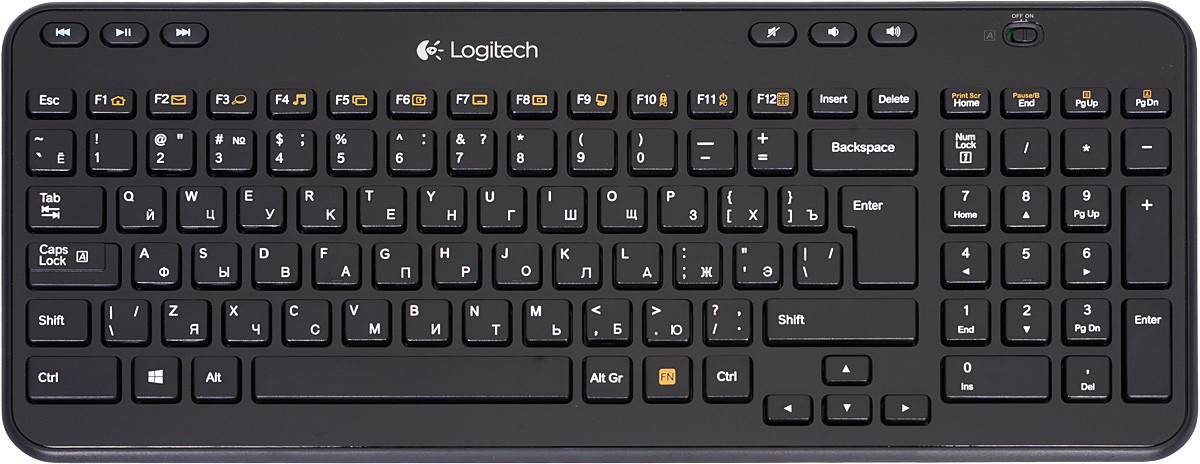 Клавиатура Logitech K360, Wireless, Black, USB, 2 х АА