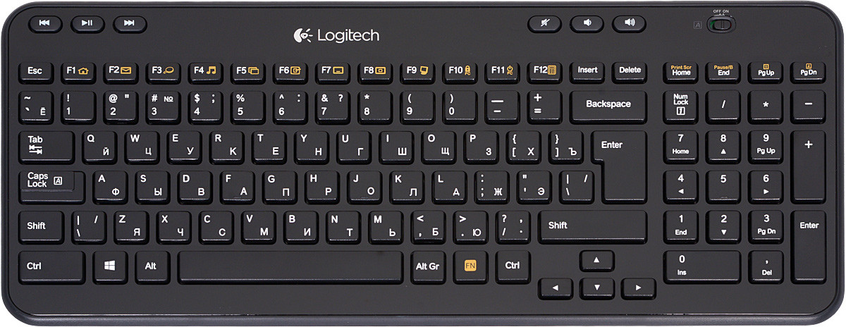 Клавиатура Logitech K360, Wireless, Black, USB, 2 х АА - фото 1 - id-p67086132