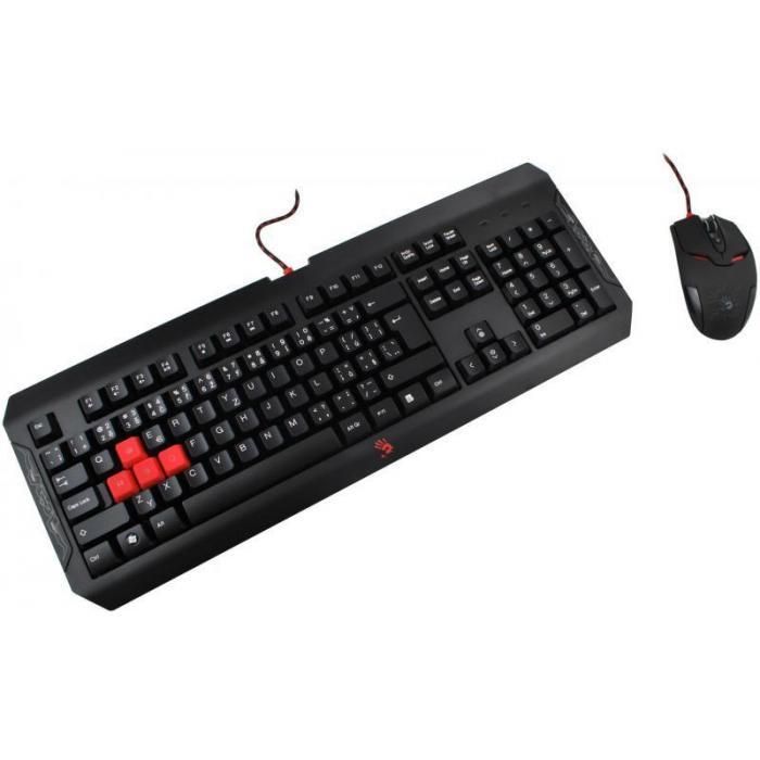 Клавиатура USB, A4 Tech Bloody Q1100, Черный KeyBoard + mouse, Blazing Gaming Destktop