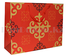 Подарочный пакет Казахский орнамент красный