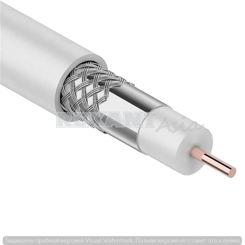 Кабель коаксиальный PROconnect RG-6U, 75 Ом, CCS/Al/Al, 48%, бухта 100 м, белый