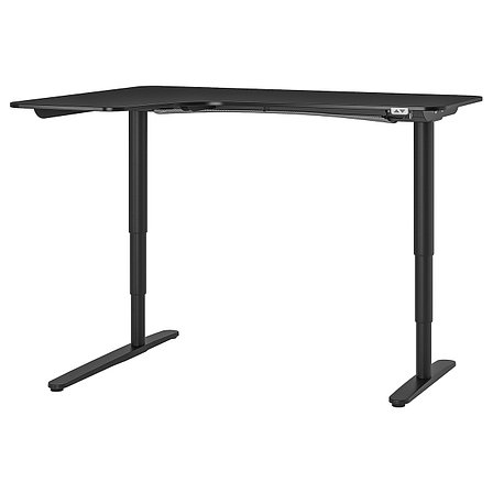 Углов письм стол лев/трансф БЕКАНТ шпон/черная морилка,160x110 см ИКЕА, IKEA, фото 1