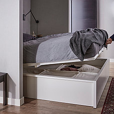 Кровать с подъемным механизмом МАЛЬМ 180х200 белый ИКЕА, IKEA, фото 3