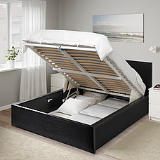 Кровать с подъемным механизмом МАЛЬМ 160х200 черно-коричневый ИКЕА, IKEA, фото 2