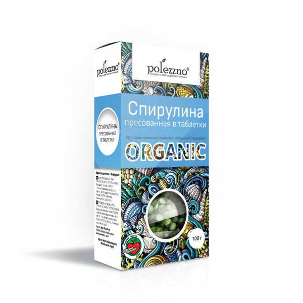Спирулина органическая в таблетках, 100 г