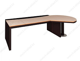 Письменный стол со стеклянной вставкой и фигурной правой приставкой 7016/С