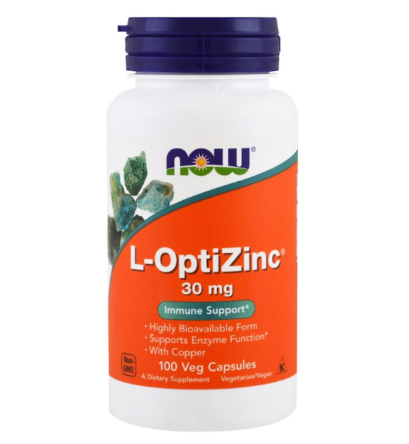 Now Foods, L-OptiZinc, 30 мг, 100 растительных капсул - фото 1 - id-p67162573