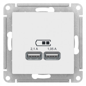 USB розетка - 2 порта с/у б/рамки "ATLAS" белый (1) ATL133 - фото 1 - id-p67178241