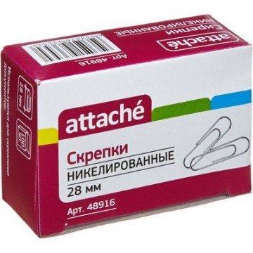 Скрепки Attache, 28 мм, никелированные, 100 шт. в карт.уп, 100 шт, фото 2