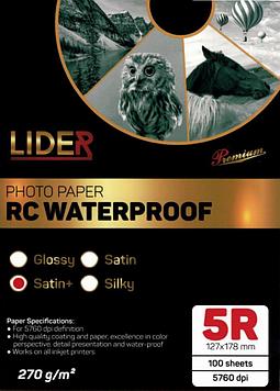 Фотобумага LIDER, односторонняя satin (матовая) профессиональная, 5R, 270 гр., 100 листов