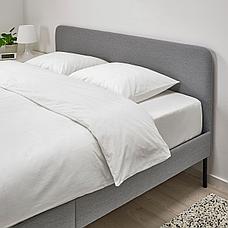 Каркас кровати с обивкой СЛАТТУМ 160х200 Книса светло-серый ИКЕА, IKEA, фото 3