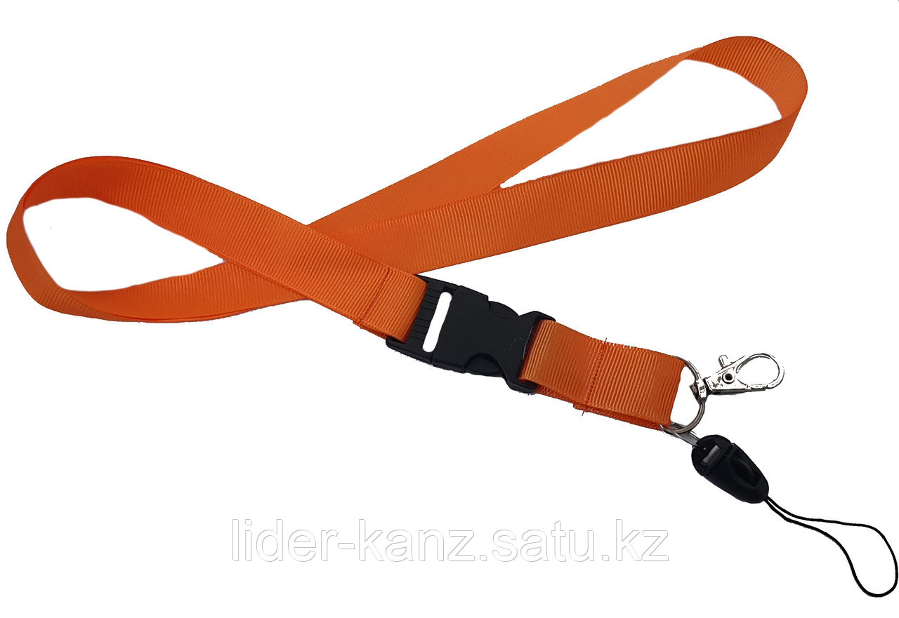 Шнурок для бейджа с пластиковым карабином оранжевый - фото 1 - id-p67251659