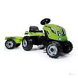 Детский педальный трактор Smoby с прицепом зеленый, фото 3