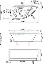 Комплект Пикколо 150*70*660 см (Ванна+каркас+ножки+раковина) (Правая). Ассиметричная. Угловая, фото 2