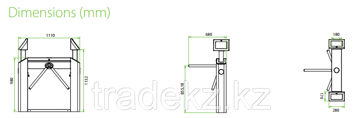 Биометрический турникет из нержавеющей стали ZKTeco TS2133S - фото 2 - id-p67282050