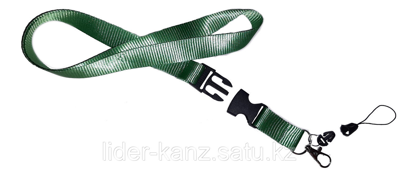 Шнурок для бейджа с пластиковым карабином зеленый - фото 3 - id-p61340151