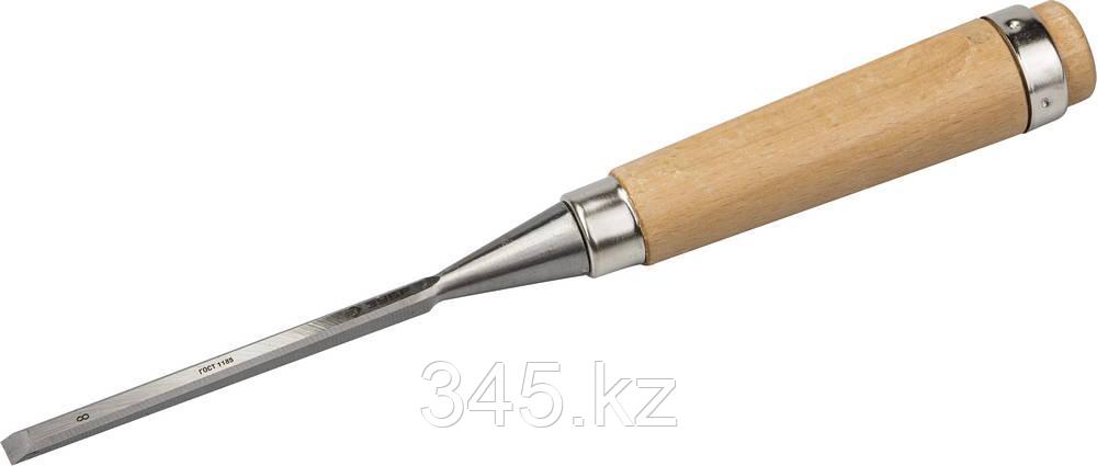 Стамеска-долото "СТ 500" с деревянной ручкой, хромованадиевая, 8мм, ЗУБР - фото 1 - id-p22278050