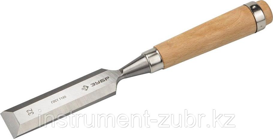 Стамеска-долото "СТ 500" с деревянной ручкой, хромованадиевая, 32мм, ЗУБР, фото 2