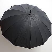 Зонт-трость черный, стальные спицы.