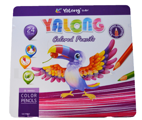 Набор цветных карандашей 24 шт Yalong Color Pencils в металлической упаковке YL817198-124