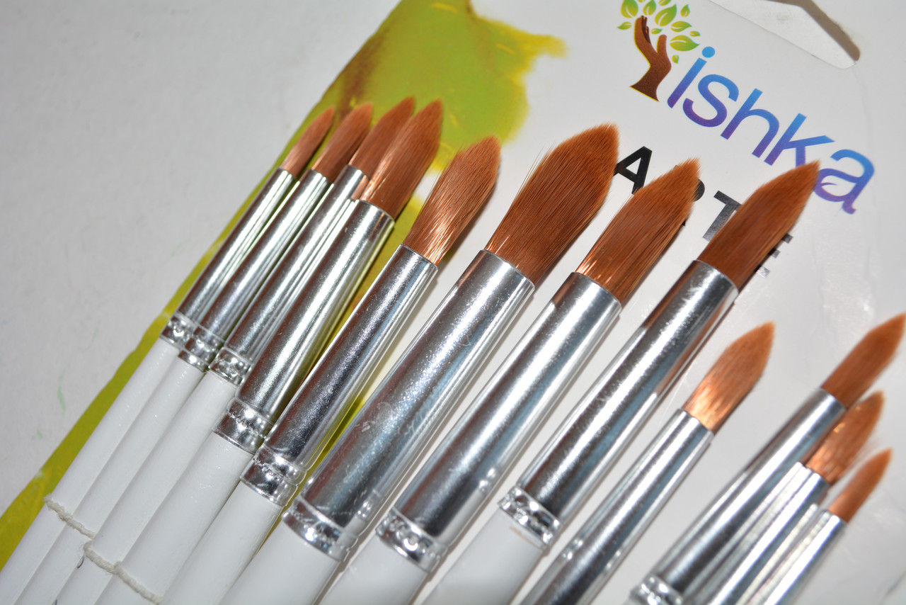 Набор кистей для рисования 12 шт синтетика круглые белые: продажа, цена ...