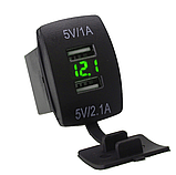 USB зарядное устройство в авто кнопки с вольтметром 12-24В, фото 2