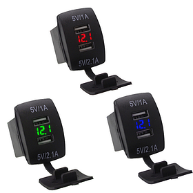 USB зарядное устройство кнопка с вольтметром 12-24В