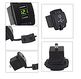 USB зарядное устройство кнопка с вольтметром 12-24В зеленый, фото 2