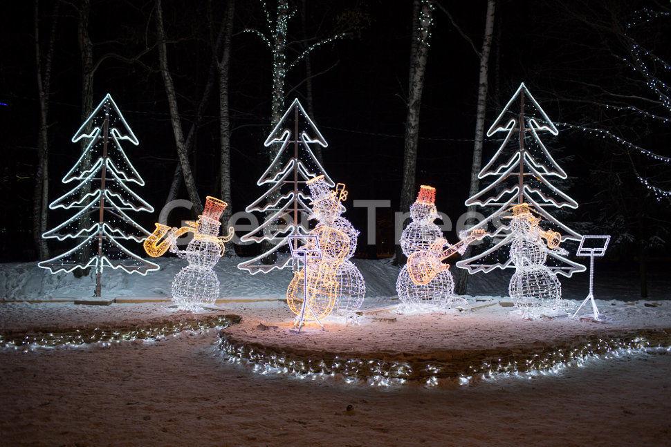 Световая фигура "Снеговики-музыканты"высота 2,1м