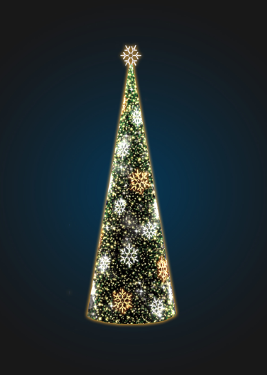 Световая елка-конус со снежинками - 3D SE 69