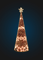 Световая елка-конус со звездами - 3D SE 68