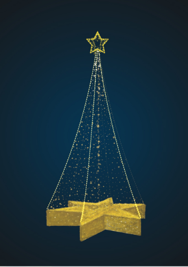 Фигура светодиодная Конусная Елка со звездой 3м - 3D SE 52-2