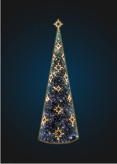 Фигура светодиодная Конусная елка с мотивами - 3D SE 70