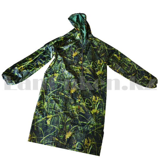 Камуфляжный дождевик на молнии Crow King в чехле с козырьком (травяной принт) 4XL MZ-048