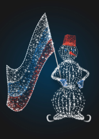 Новогодняя композиция Снеговик с флагом - 3D GR 19-1