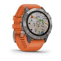 Часы с GPS навигатором Garmin fenix 6 Sapphire Ti Gray w/Orange Band (010-02158-14)