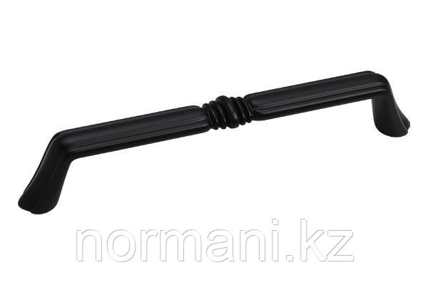 Мебельная ручка скоба, замак, размер посадки 128 мм, цвет черный матовый