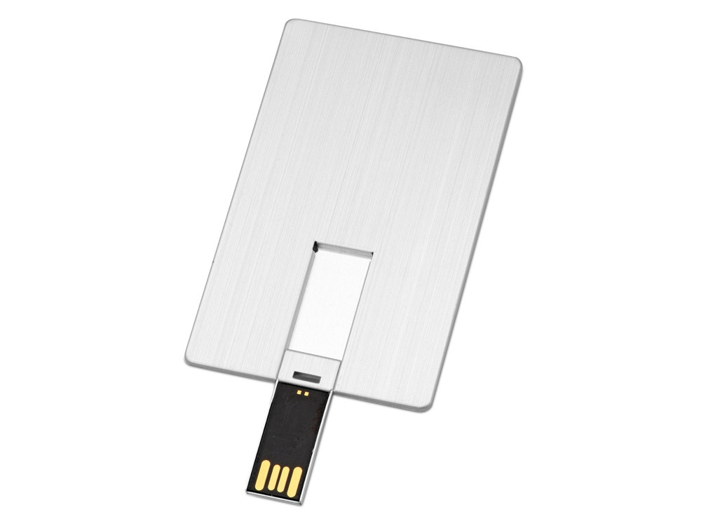 Флеш-карта USB 2.0 16 Gb в виде металлической карты Card Metal, серебристый - фото 2 - id-p67400823